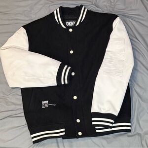 DKNY Mens Wool Blend Varsity Bomber